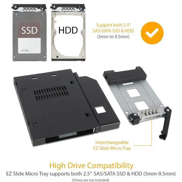 Alt view image 5 of 6 - 2.5 SATA/SAS HDD/SSD Rugged Full Metal Mobile Rack for Slim ODD or Slim FDD Bay | ToughArmor MB411SPO-B