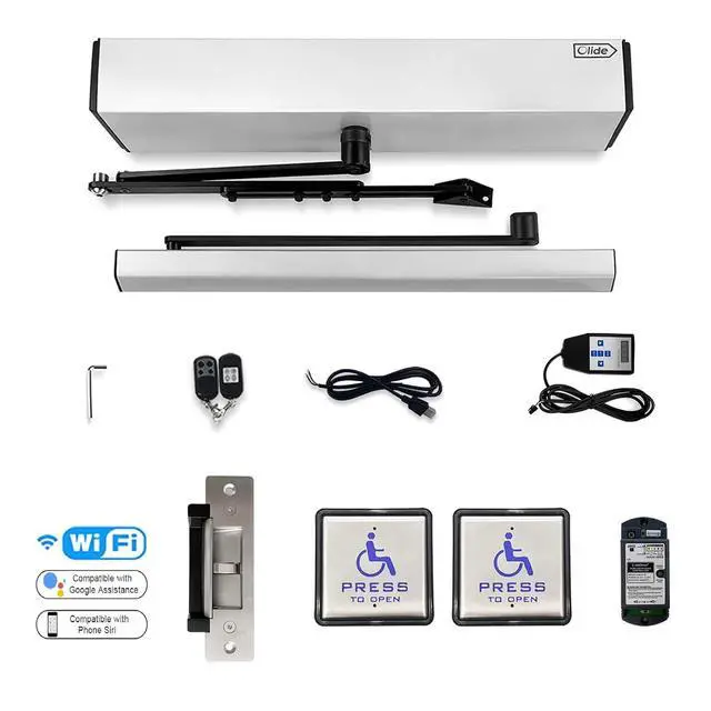 Alt view image 2 of 7 - Swing Door Operator Automatic for the Disabled,Commercial Smart WiFi Handicap Door Opener Wireless Olide-120B with Wireless Handicap Push Button&Receiver and DC12V 880lbs Electric Strike