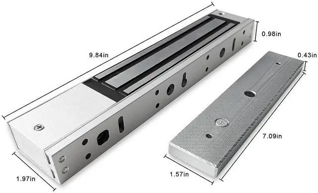 Alt view image 2 of 7 - Magnetic Lock Electromagnetic for Handicap Door Door,DC12V Aluminum Alloy 620lbs Max Holding Force,Fail Safe NC Magnetic Lockset