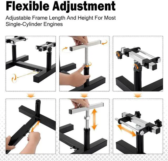 Alt view image 5 of 6 - Heavy Duty Motorcycle Engine Stand, Adjustable Motorcycle Motor Stand for Car/Engine Repair, 1000 lb Capacity, Durable Steel Construction, Easy Assembly & 360° Rotation