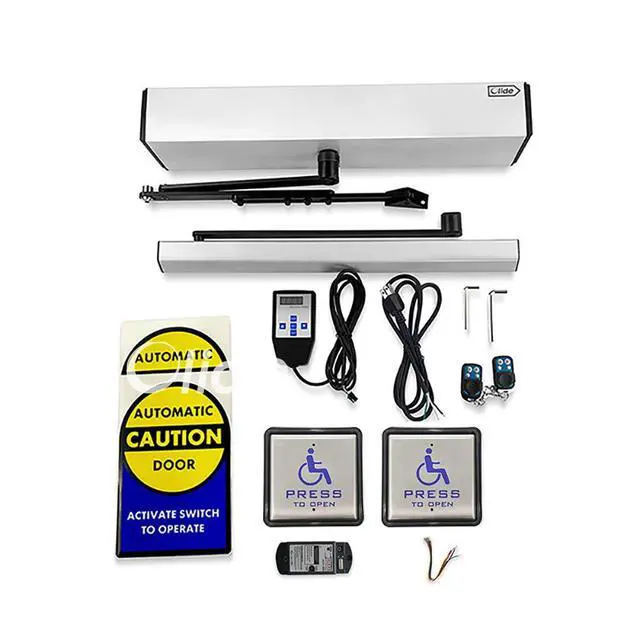 Alt view image 2 of 7 - Olide120B Residential Handicap Door Opener with 2pcs Stainless Steel Wireless Handicap Exit Buttons and 1pcs Receiver