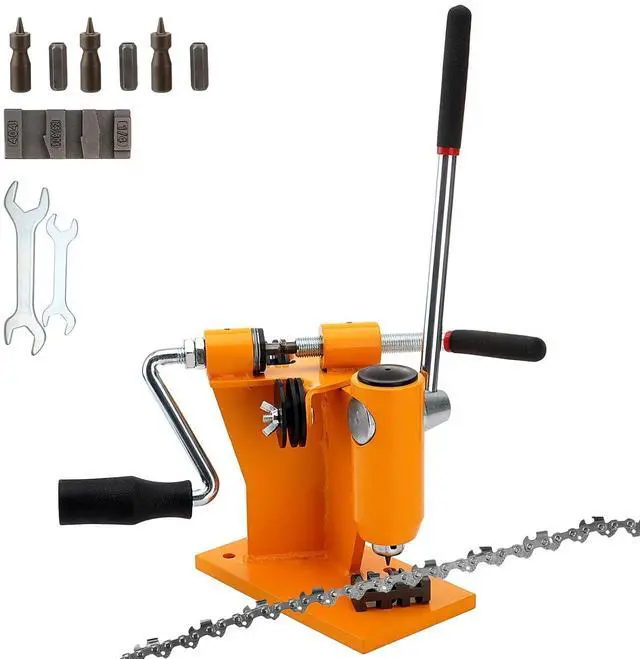 Main image of 2-in-1 Chainsaw Chain Breaker and Spinner, Manual Chain Breaker and Rivet Spinner, Benchtop Chainsaw Chain Repair Tool with 3 Quenching Drill Bits, 3 Anvils, and 2 Hex Wrenches