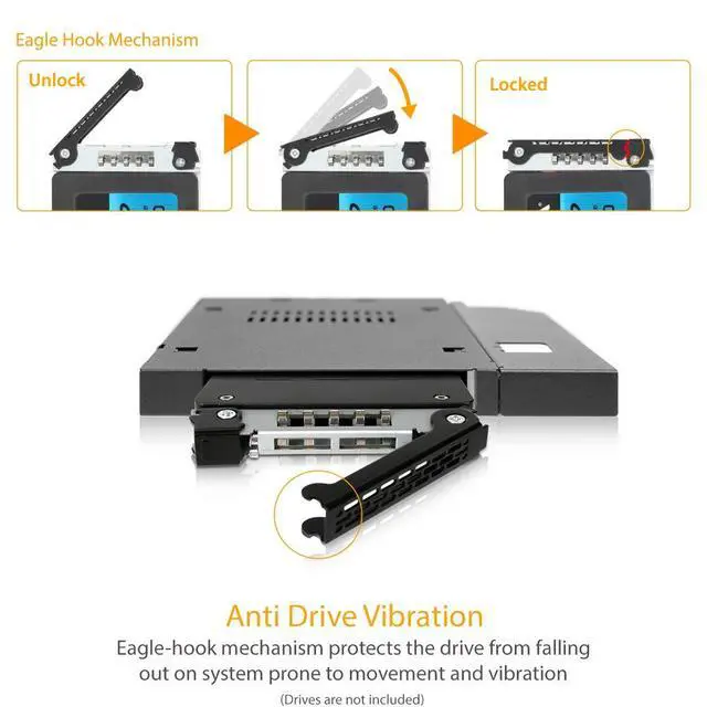 Alt view image 6 of 6 - 2.5 SATA/SAS HDD/SSD Rugged Full Metal Mobile Rack for Slim ODD or Slim FDD Bay | ToughArmor MB411SPO-B