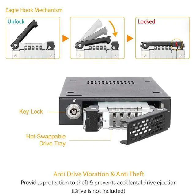 Alt view image 7 of 7 - Rugged Full Metal 2.5 SAS/SATA HDD & SSD Mobile Rack for External 3.5" Drive Bay | ToughArmor MB991IK-B