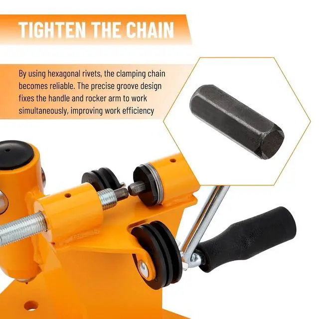 Alt view image 5 of 7 - 2-in-1 Chainsaw Chain Breaker and Spinner, Manual Chain Breaker and Rivet Spinner, Benchtop Chainsaw Chain Repair Tool with 3 Quenching Drill Bits, 3 Anvils, and 2 Hex Wrenches