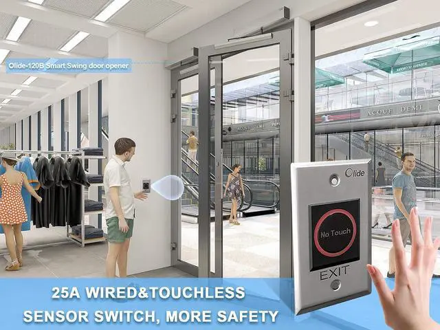 Alt view image 2 of 7 - Touchless Door Opener Automatic,NO Touch Open Eelectric Swing Door Opener with 2pcs Touchless Wired Hand Sensor Switches Touch Free Sensor Open