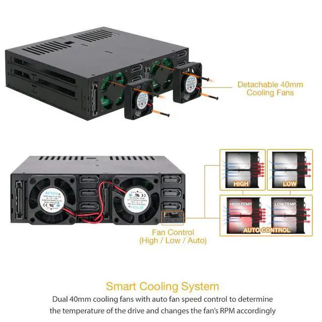 Alt view image 3 of 4 - ExpressCage MB326SP-B Hot Swap Cage for 6X 2.5-Inch SATA SSD/HDDs in 1x 5.25-Inch Bay