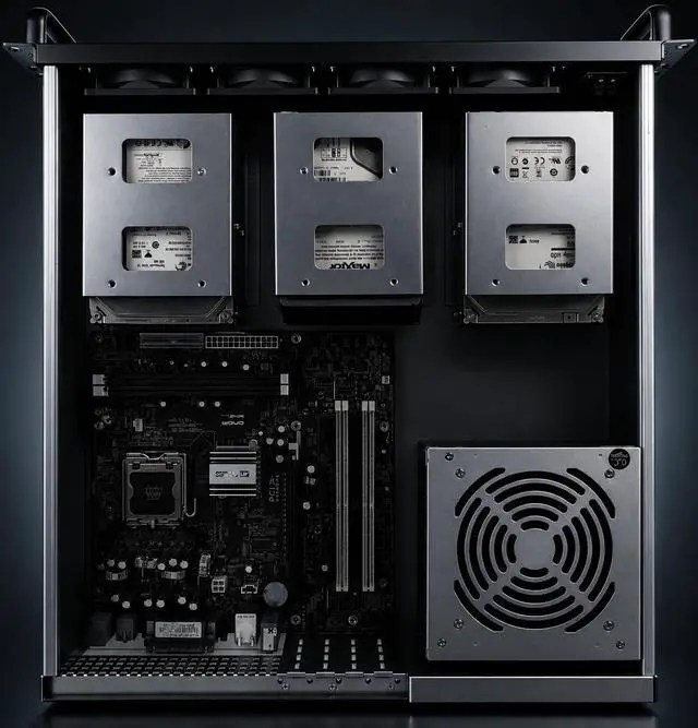 Alt view image 7 of 7 - MicroATX/Mini-ITX 2U Rackmount Server Chassis max 9x3.5 Bay / USB3.0 with 2.0 Adapter Support ATX PSU Either top or Side Cooling Depth 17.7" Black