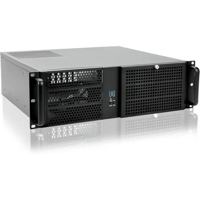 Alt view image 2 of 7 - 20" Rail with 3U Chassis 3x5.25 / ATX PSU Upside and Down Both Support