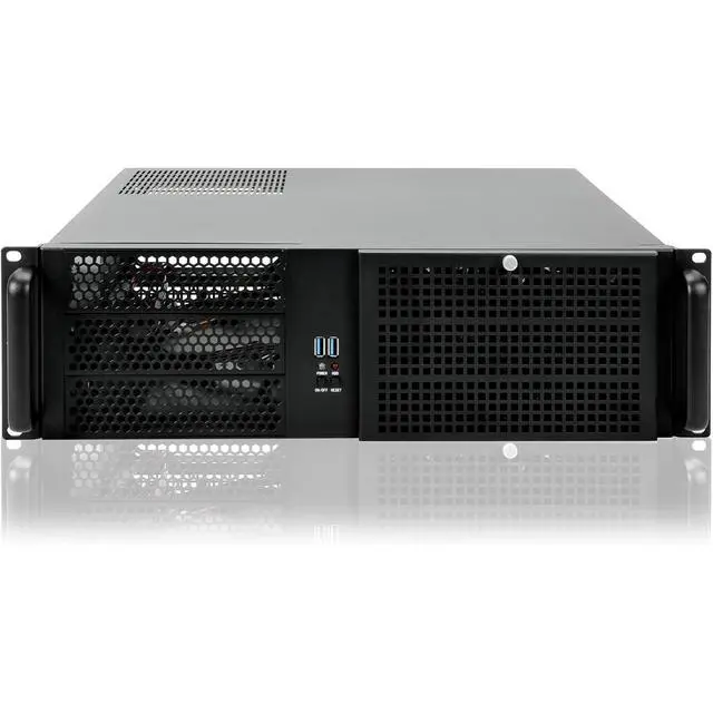 Alt view image 4 of 7 - 20" Rail with 3U Chassis 3x5.25 / ATX PSU Upside and Down Both Support