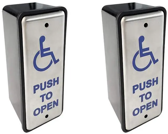Main image of Narrow Wired Push Button 2PCS for Handicapped Stainless Steel Button Olide-515 with Handicap Logo Size 1.97''x4.72''