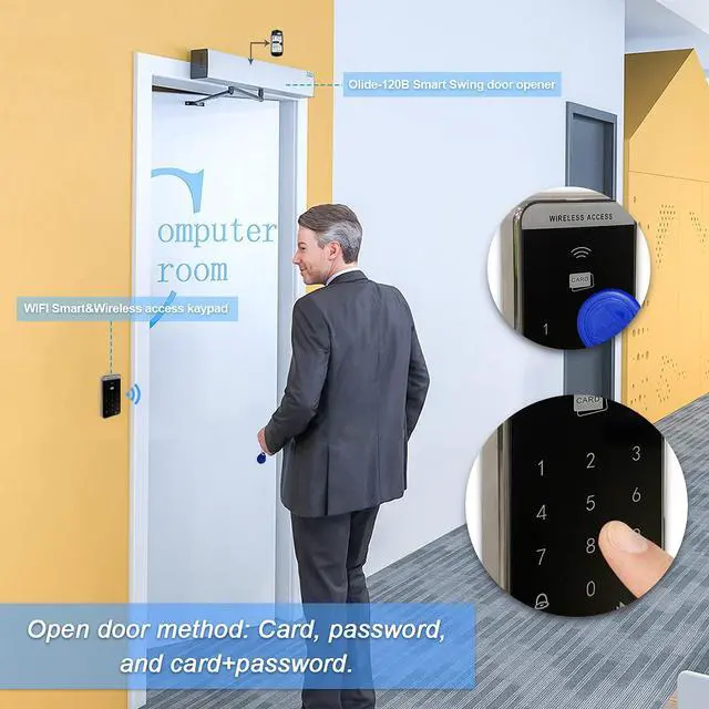 Alt view image 3 of 7 - Smart Home Door Opener WiFi Phone APP Remote Control Automatic Swing Door,Compatible with Alexa,Google Home,Voice Control Access with Wireless Access Keypad,Electric Strike,Receiver