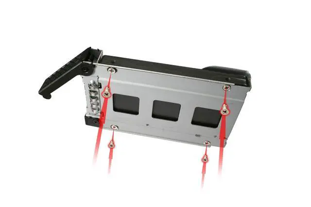 Alt view image 2 of 7 - Full Metal 2 Bay 2.5" SAS/SATA HDD & SSD Backplane Cage with Slim ODD Tray and Locking Trays for External 5.25" Bay | ToughArmor MB994IKO-3SB
