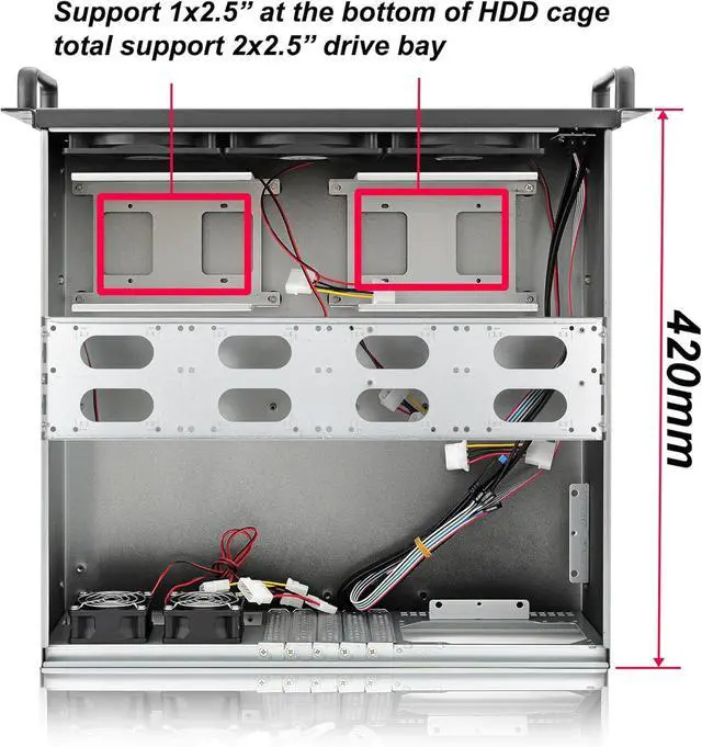 Alt view image 4 of 7 - 3U Rackmount Server Chassis ATX/Micro ATX/Mini-ITX (8x3.5 or 6x3.5+2x2.5,with Front 3x120mm Fan Support Standard ATX PSU or SFX PSU (Using the ATX to SFX Bracket with Chassis)