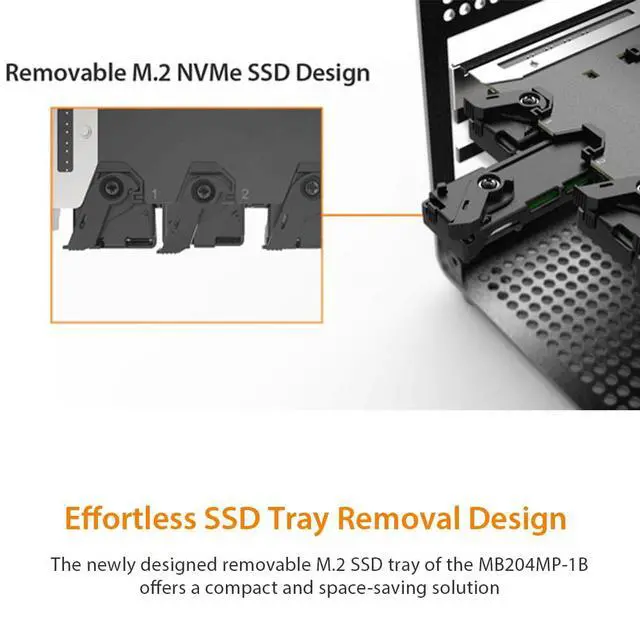 Alt view image 3 of 7 - Removable 4 Bay Quad M.2 NVMe SSD to PCIe 4.0 x16 Mobile Rack Enclosure/Adapter Card for PCIe Expansion Slot | ExpressSlot Slide MB204MP-1B