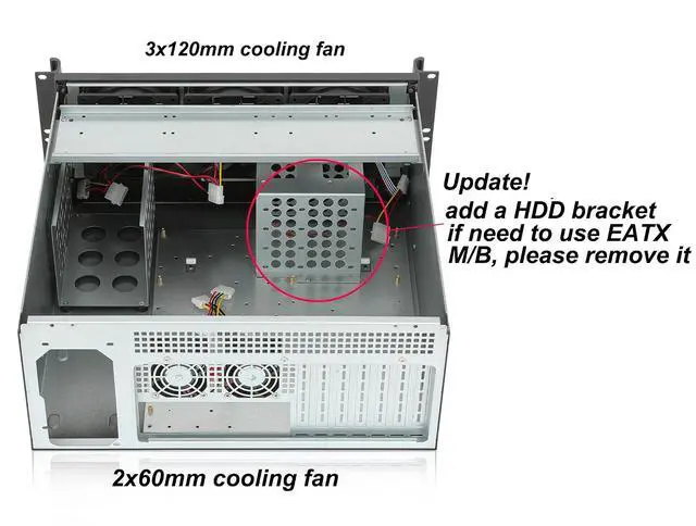 Alt view image 5 of 7 - 4U Rackmount Server Chassis 8x3.5 + 3x3.5 or 2x3.5+2x2.5 Drive Bays EATX/ATX/MATX/Mini-itx Support