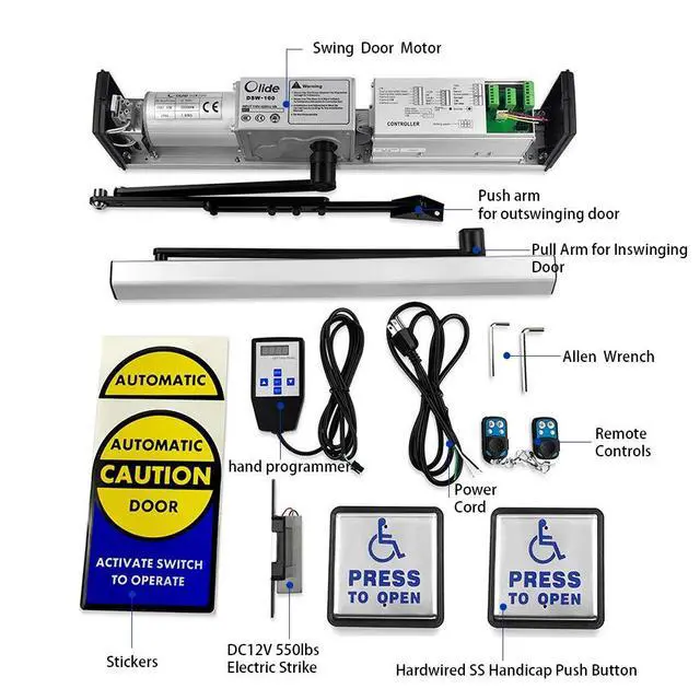 Alt view image 2 of 7 - Automatic Bathroom Door Opener for Disabled with 550LBS Fail Safety Electric Strike and Wired Handicap Push Switch