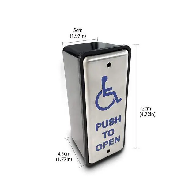 Alt view image 5 of 5 - Narrow Wired Push Button 2PCS for Handicapped Stainless Steel Button Olide-515 with Handicap Logo Size 1.97''x4.72''