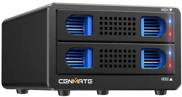 Main image of Aluminum 2 Bay Hard Drive RAID Enclosure with Cooling Fan for 2.5/3.5" SATA HDD/SSD with USB A/C 3.0, Tool-Free HDD Enclosure, 4 Modes
