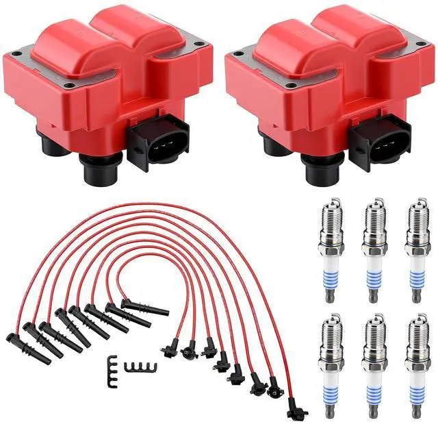 Main image of FD487 Set of 2 Ignition Coil Packs with 8 Spark Plugs and 8 Spark Plug Wires Compatible with 1997-1999 Ford F-150 Expedition Mustang Explorer Crown Victoria Grand Marquis Town Car 4.6L/5.0L V8