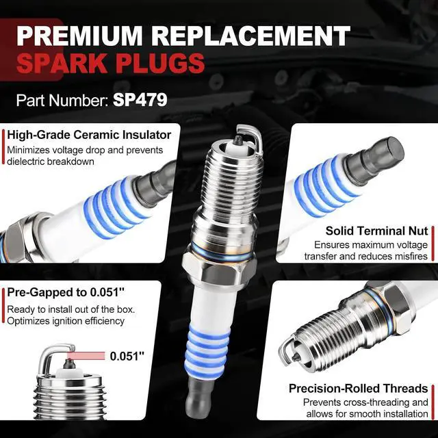 Alt view image 6 of 7 - FD487 Set of 2 Ignition Coil Packs with 8 Spark Plugs and 8 Spark Plug Wires Compatible with 1997-1999 Ford F-150 Expedition Mustang Explorer Crown Victoria Grand Marquis Town Car 4.6L/5.0L V8