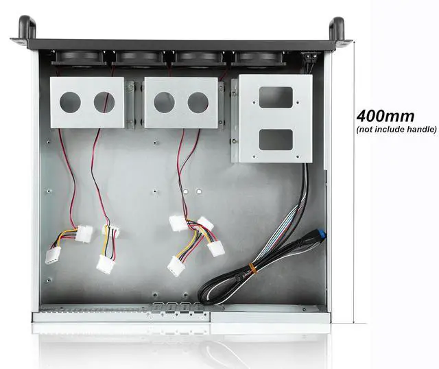 Alt view image 4 of 7 - Server case MicroATX/Mini-ITX 2U Rackmount Server Chassis max 7x3.5 Bay / USB3.0 with 2.0 Adapter Support ATX PSU Either top or Side Cooling Depth 15.7"