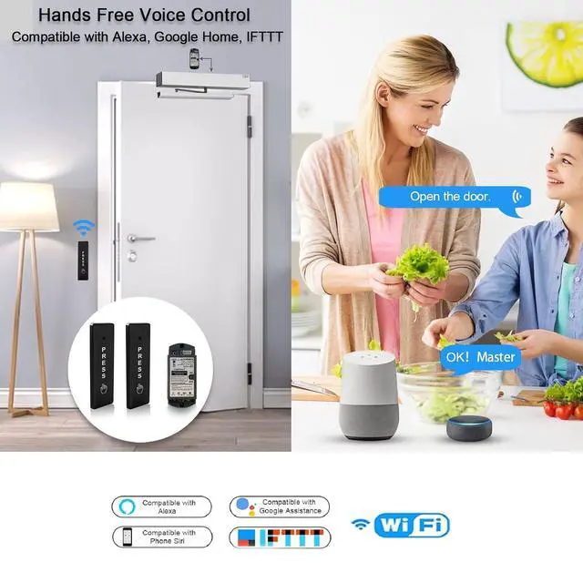 Alt view image 3 of 7 - Smart WiFi APP Control Automatic Door Opener,WiFi Built in Receiver Olide-510FW,Compatible for Alexa,Google Assistant Voice Control Auto Door with Wireless Push Panels