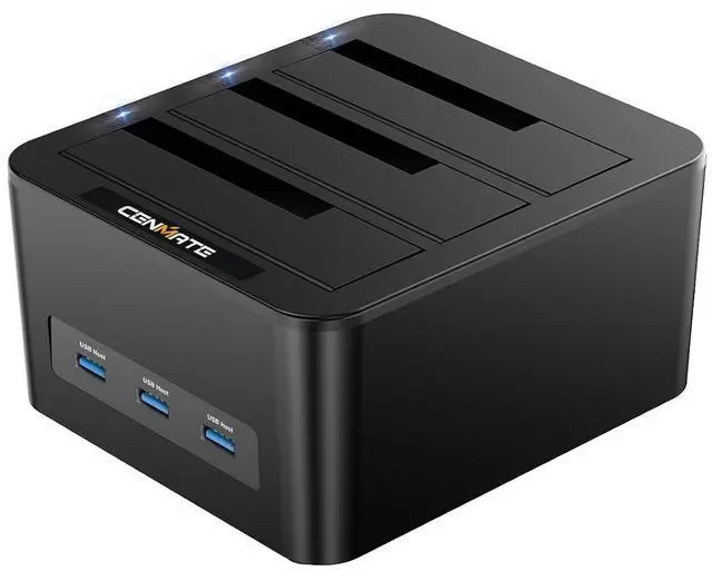 Main image of 3 Bay Hard Drive Enclosure for 2.5/3.5" SATA HDD/SSD with USB A/C 3.0, Hard Drive Enclosure with 3 USB-A Ports Support Hot Swappable, Tool-Free HDD Enclosure