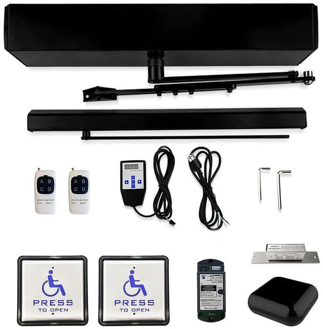 Main image of APP Control Automatic Door Opener,Black Handicap Door Opener WiFi TUYA,Compatible for Alexa,with Wireless Handicap Push Button and NO Electric Strike
