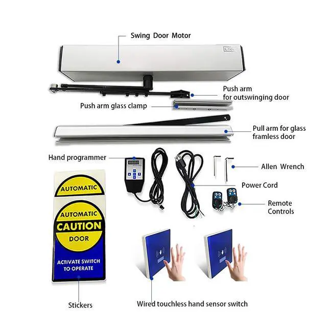 Alt view image 2 of 5 - No Touch Automatic Door Opener Touchless Glass Swing Door with 2pcs Wired High Sensitivity Touchless Hand Sensor Switches