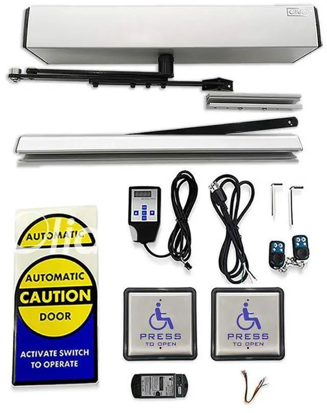 Main image of Automatic Wireless Handicap Door Opener Swing Opening Frameless Glass Door Operator with 2pcs Wireless&Wired 2-in-1 Handicap Push Buttons