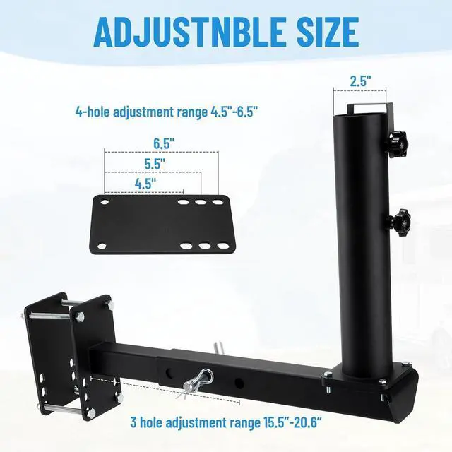 Alt view image 5 of 6 - Heavy Duty RV Flag Pole Mount, Full Stainless Steel 3 in 1 Frame/Hitch/Bumper Flag Pole Holder for Trailer RV Camper, Fit for Poles Up to 2.50 Inches OD