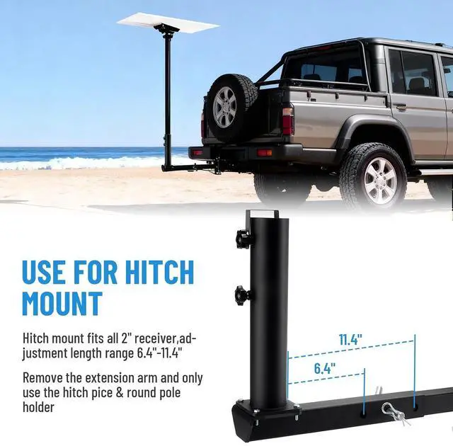 Alt view image 4 of 6 - Heavy Duty RV Flag Pole Mount, Full Stainless Steel 3 in 1 Frame/Hitch/Bumper Flag Pole Holder for Trailer RV Camper, Fit for Poles Up to 2.50 Inches OD