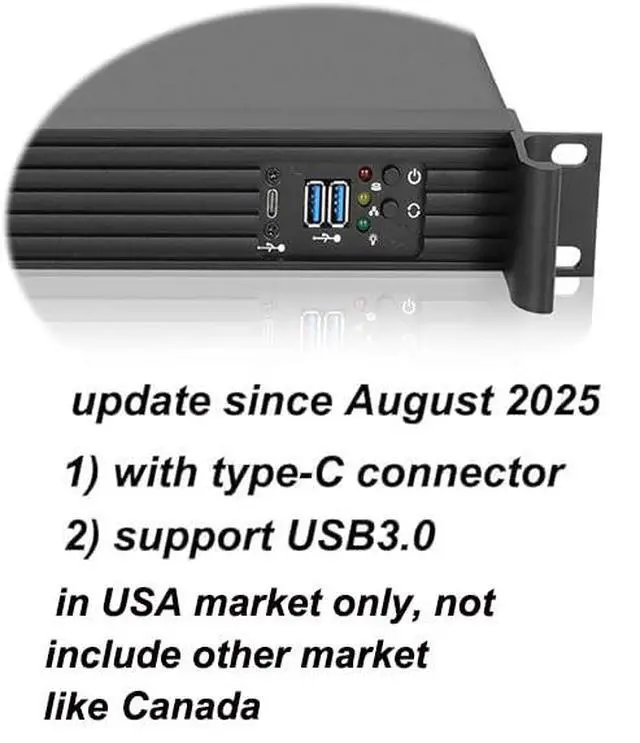 Alt view image 3 of 7 - 1U Compact Server/Desktop mini-ITX Chassis - 9.84" Depth,Supports Mini-ITX Motherboard, Type-C & USB3.0, Black