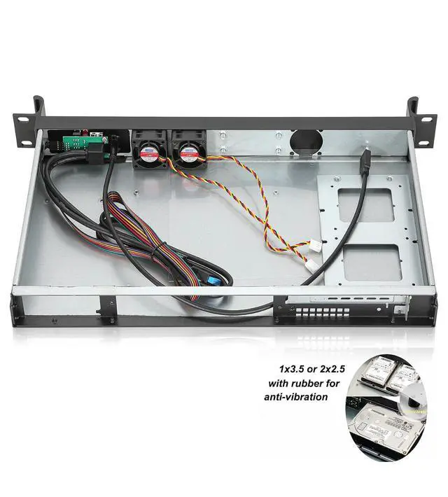 Alt view image 5 of 7 - 1U Compact Server/Desktop mini-ITX Chassis - 9.84" Depth,Supports Mini-ITX Motherboard, Type-C & USB3.0, Black