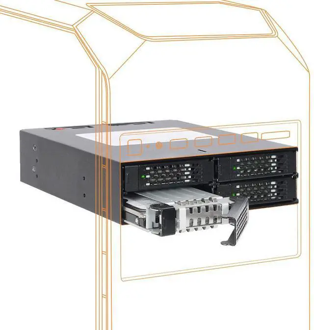Main image of Full Metal 4 x 2.5 SAS/SATA HDD/SSD Mobile Rack Enclosure for 5.25" Bay (with Fan Control) | ToughArmor MB994SP-4SB-1