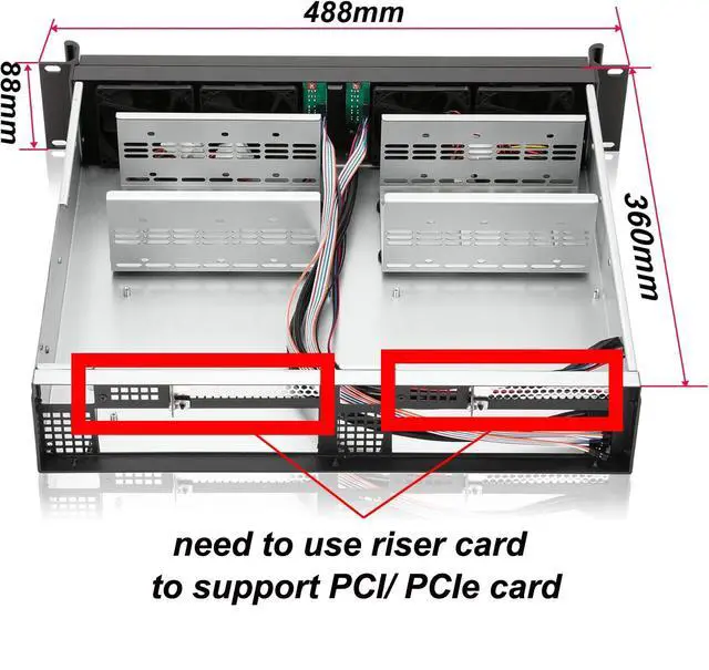 Alt view image 4 of 6 - 2U Rackmount Case for Dual Mini-ITX MB 14" Deep