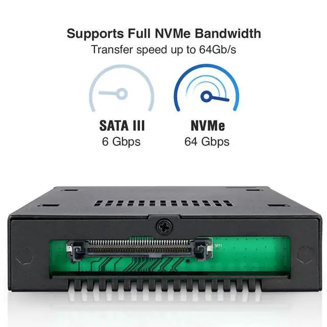 Alt view image 3 of 7 - 2.5" U.2 NVMe SSD PCIe 3.0/4.0 Mobile Rack for External 3.5" Drive Bay (147mm Depth) | ToughArmor MB601VK-B