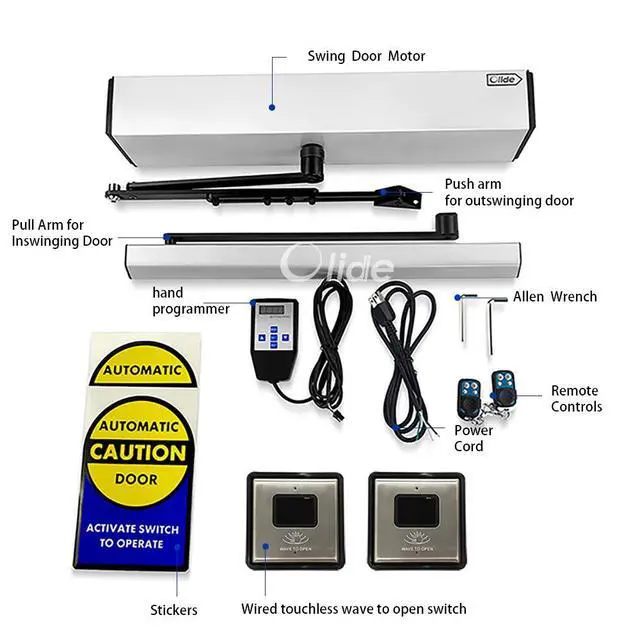 Alt view image 2 of 7 - No Touch Door Opener Automatic,Door Closer with 2pcs Touchless Sensor Wave to Open Switches Olide-513