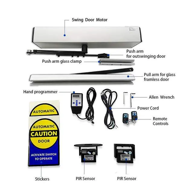 Alt view image 2 of 4 - Automatic Door Opener Contactless Office Swing Glass Door Opener with 2pcs Wired Motion Sensor