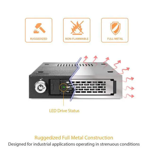 Alt view image 5 of 7 - 2.5" U.2 NVMe SSD PCIe 3.0/4.0 Mobile Rack for External 3.5" Drive Bay (147mm Depth) | ToughArmor MB601VK-B