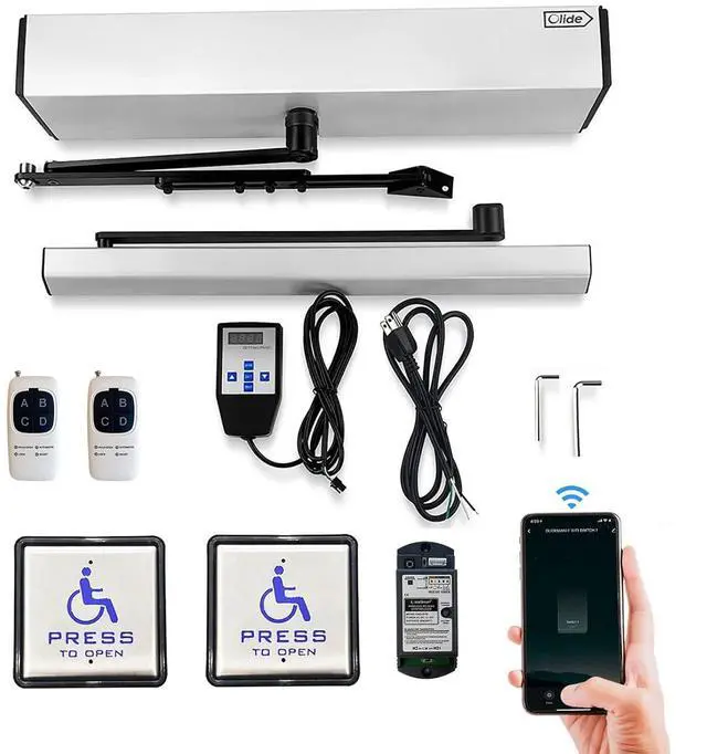 Main image of Automatic Door Closer,AC110V Input Power Door Opener,Workable with Siri,Alexa,Google Assistance,App Remote Control Automatic Door with Smart WiFi Receiver and Wireless Handicap Wall Buttons