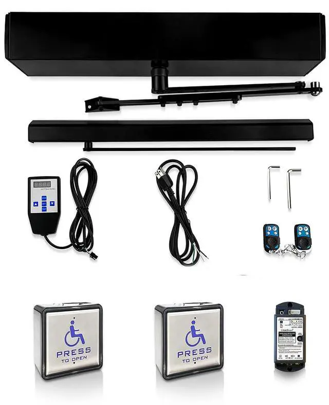 Main image of Automatic Handicap Door Openers Black Color+Hardwired Stainless Steel Handicap Push Buttons