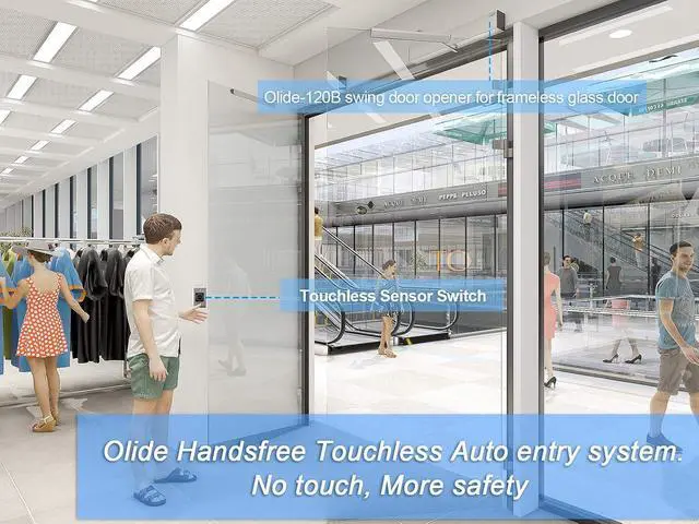 Alt view image 5 of 7 - Automatic Glass Door for Swing Opening Frameless Glass Door,Touchless Electric Glass Door for Glass Office Swing French Door with 2pcs Wired Metal Touchless Hand Sensor Switch