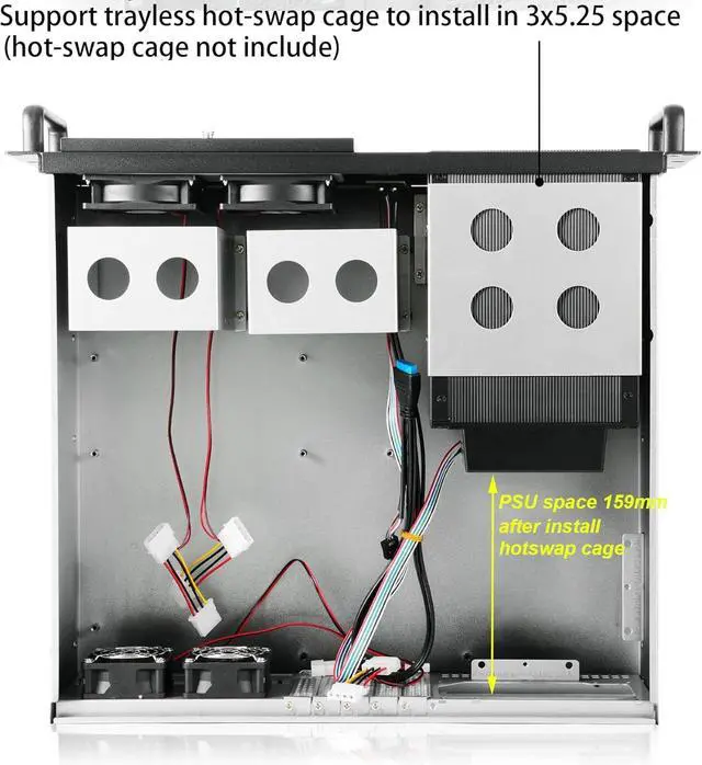 Alt view image 7 of 7 - 3u Rackmount Server Chassis MATX/Mini-ITX 3x5.25 Support ATX PSU with Either top/Bottom or Side Cooling and SFX PSU (Need to use The ATX to SFX braccket in Screw Box)