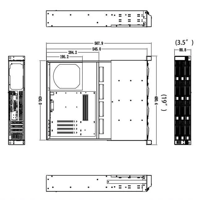 Alt view image 3 of 7 - MATX/Mini-ITX 2U Rackmount Server Chassis hotswap 12bays 12Gbps SFF-8643 Backplane Include Sliding Rail and SFF-8643 Minisas to SATA Cables