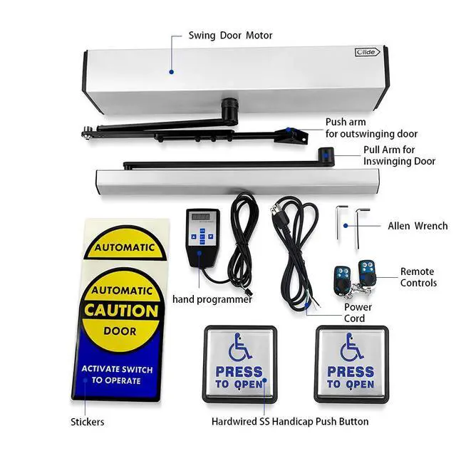 Alt view image 2 of 4 - Automatic Handicap Door Openers Black Color+Hardwired Stainless Steel Handicap Push Buttons