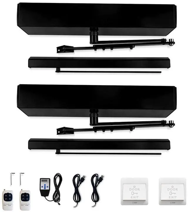 Main image of Automatic Double Door Opener Black Color Olide-120B,Auto Open Electric Double Swing Doors by 1PCS Hardwird Exit Button at The Same Time,Hold Opening Time Adjustable via Handheld Programmer