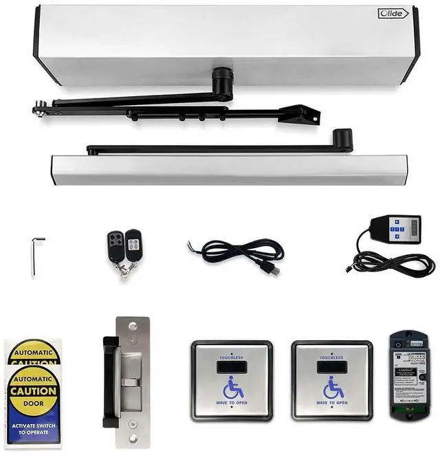 Main image of Handicap Door Operator Touchless Sensor Door,Electric Wireless Wave Sensor Open Door with 2PCS 4.5'' Square Wireless Handicap Wave Sensor and 1PCS DC12V 880lbs Electric Strike