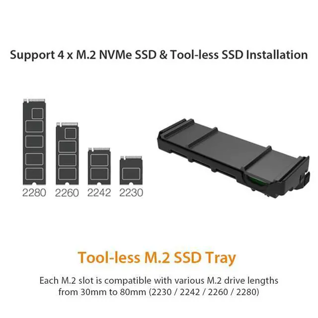 Alt view image 4 of 7 - 4 Bay Removable M.2 NVMe PCIe SSD to PCIe 5.0 x16 Mobile Rack Enclosure/Adapter Card for PCIe Expansion Slot (PCIe Bifurcation Required) | ExpressSlot MB204MP-B